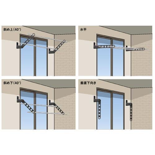 窓壁用物干 ホスクリーン HKL型 3段階角度調整タイプ ロングベースタイプ 長さ652mm ホワイト [HKL-65-W] 木下地取付パーツ付属 室外物干し 川口技研 |  | 03