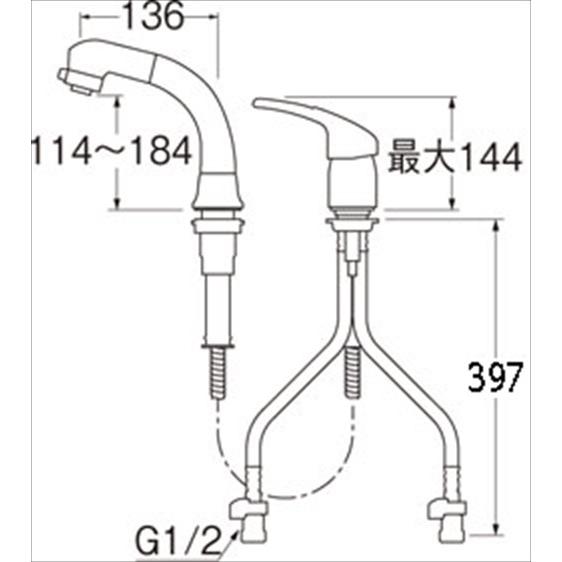 シングルスプレー混合栓(洗髪用) [K37610EJV-13] ツーホールシングルレバー式 洗面所用 水栓 SANEI 三栄水栓製作所｜e-kitchenmaterial｜02