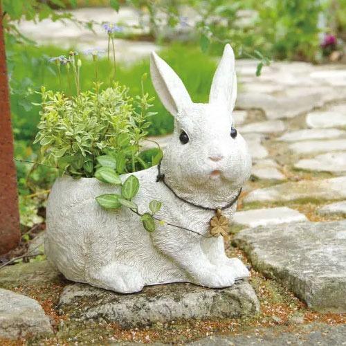 プランター Rabbit's Farm ラビッツファーム Lサイズ [KH-60972] ウサギの背負うプランター ファニー 可愛らしい姿 キシマ雑貨 |  | 01