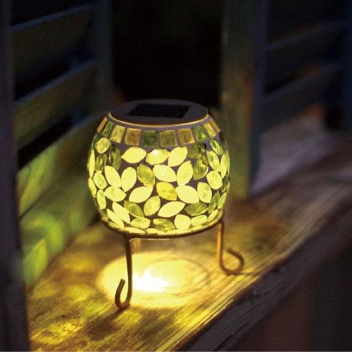 ソーラーガーデンライト Kaleido カレード GreenLeaf [KL-10366] ソーラーパネル付で自動充電＆夜間自動点灯 モザイクガラス キシマ雑貨 |  | 01