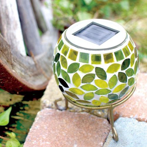 ソーラーガーデンライト Kaleido カレード GreenLeaf [KL-10366] ソーラーパネル付で自動充電＆夜間自動点灯 モザイクガラス キシマ雑貨 |  | 02