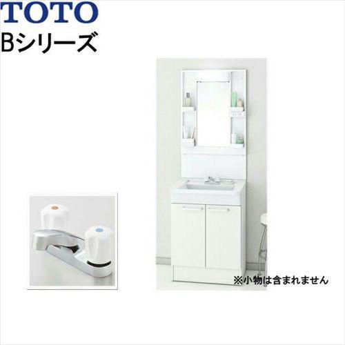 洗面化粧台 Bシリーズセット 一面鏡 + 下台 TOTO [LMBA060B1GDG1G+LDBA060BAGCS1A] 600mm 2ハンドル混合水栓 LEDランプ エコミラーなし メーカー直送
