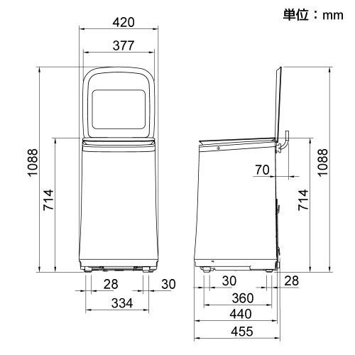 小型洗濯機 タテ型温水/熱水洗濯機 ニオイウォッシュ 2.8kg 温水熱水時