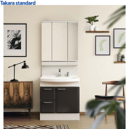 Eキッチンまてりあるタカラスタンダード 洗面化粧台 オンディーヌ(デッキ水栓) 間口750mm 3面鏡 扉タイプ