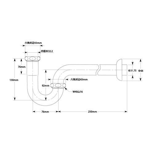 Pトラップ 水栓アクセサリー クローム [R4337] 給排水パーツ デルタDELTA   メーカー直送 |  | 01