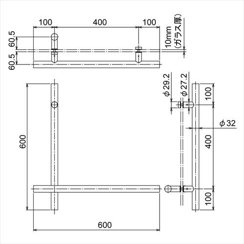 ガラス扉用取っ手セット ステンレス [R4608] リラインス RELIANCE le bain | Reliance | 01