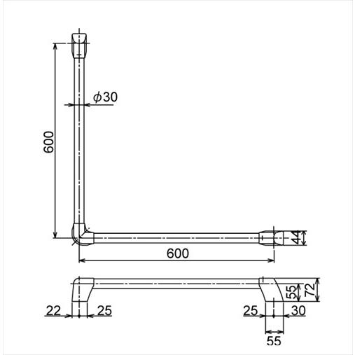 ニギリバーL型 六角タッピングネジ6mm付 [R8907LCH-600ｘ600] リラインス RELIANCE le bain_1