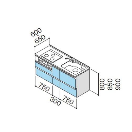 クリナップ システムキッチン ラクエラ 下台のみ W1800 スライド収納 コンフォートシリーズ Ｉ型 メーカー直送 納期約2週間