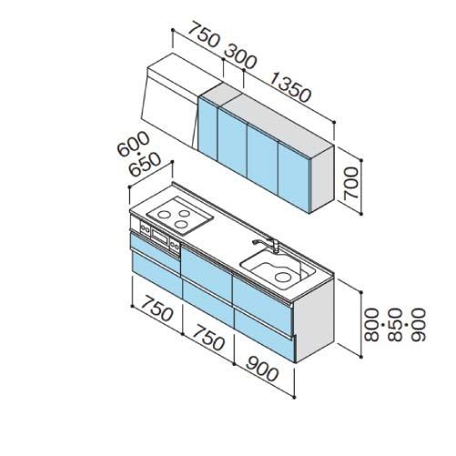 納期約2週間　クリナップ　システムキッチン　ラクエラ　コンフォートシリーズ　Ｉ型　W2400　スライド収納　メーカー直送