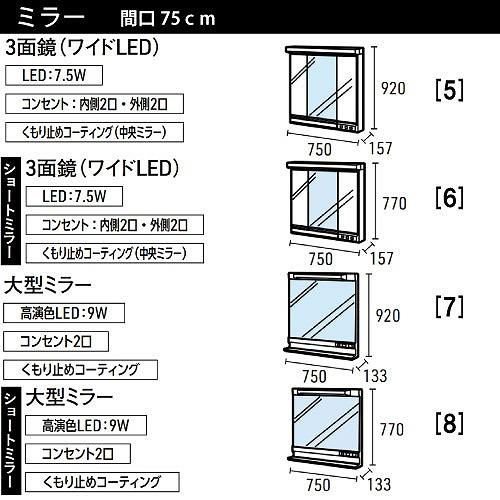 洗面化粧台 リジャスト タカラスタンダード 間口75cm グループ2 ハイバックカウンター アクリル人造大理石 自由にカスタム_6