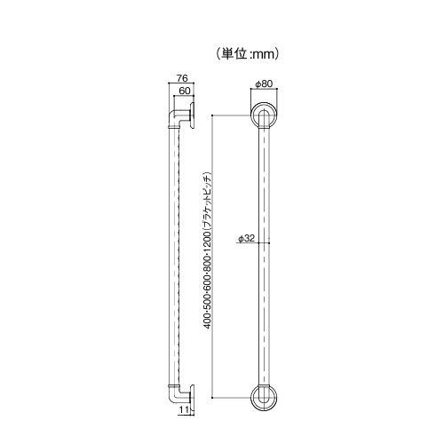 水まわり用手すり BAUHAUS 32ソフトアクアレールプラス I型ハンド φ32×500mm マツ六 [SAP-I-500W] 4トン配送 車上渡し 法人様事務所入限定 メーカー直送 |  | 01