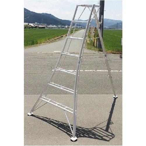 アルミ園芸三脚 足掛け付き 7尺タイプ [SIN-07] 最大使用重量100kg 軽量な道具を引掛けられるステップ付 シンセイ  法人様限定 メーカー直送 | 