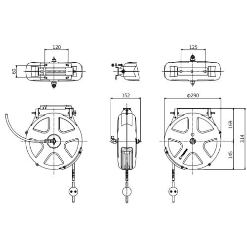 エアーホースリール 内径6.5mm×10m [SVS-210A] グレー エアブロー用 自動巻取り 耐候カバー・ホース 耐サビ 屋外仕様 三協リール TRIENS | ブランド登録なし | 01