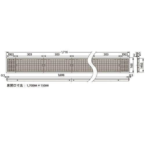 ルームガラリ 2セット 城東テクノ JOTO [YV-150170-□] 床用ガラリ