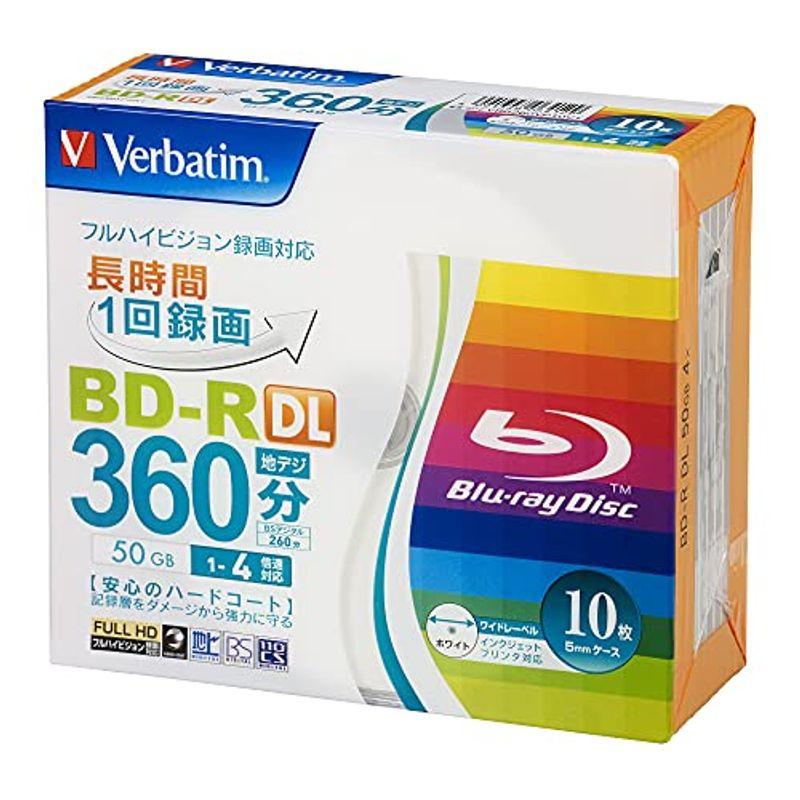Verbatim バーベイタム 1回録画用 ブルーレイディスク BD-R DL 50GB 10枚 ホワイトプリンタブル 片面2層 1-4倍速