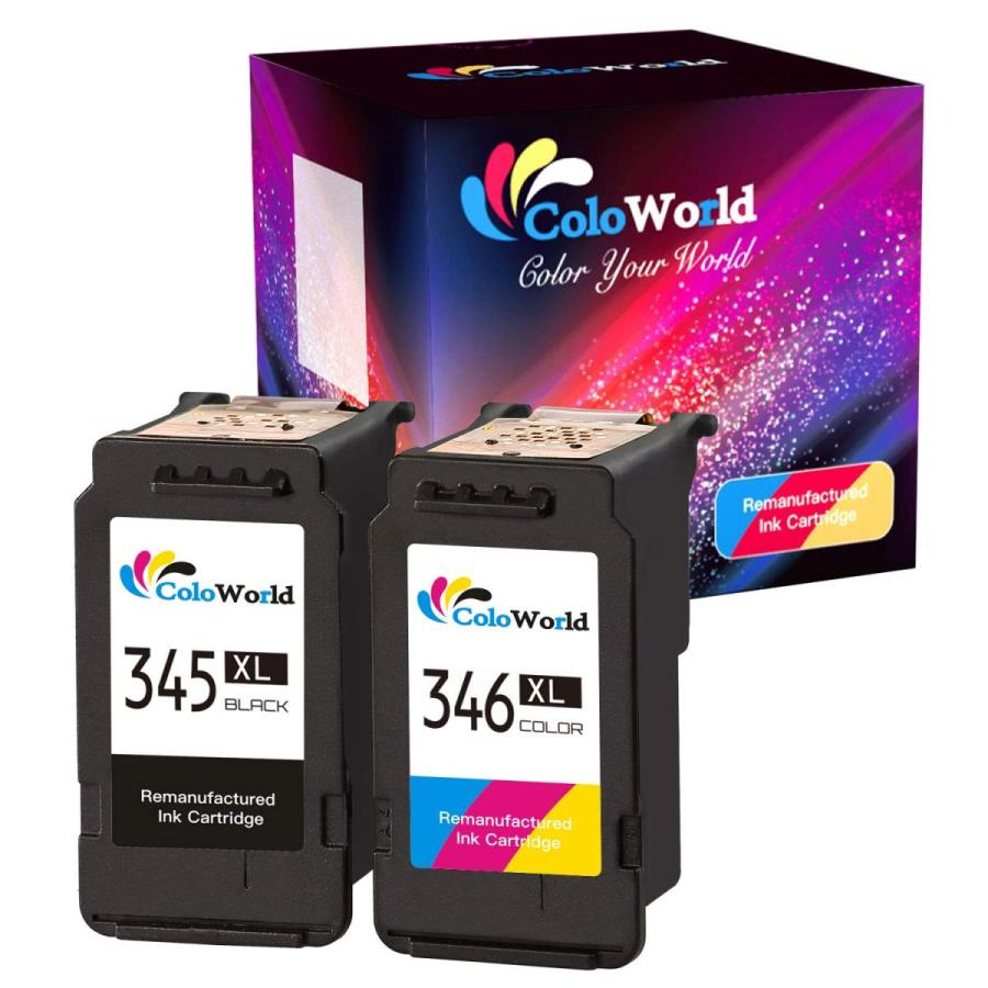 開店記念セール Coloworld リサイクルインクカートリッジ Bc 345xl Bc 346xl Canon キヤノン 用 345xlブラック 346xl3色カラー 2個セット 染料 大容量 再生インク 残量表示付 誕生日 お祝い