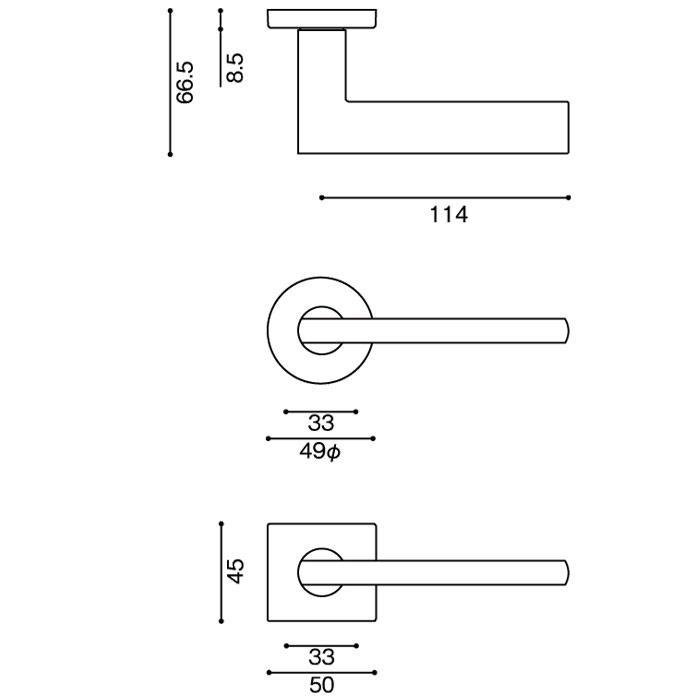 WEST レバーハンドル 表示錠 255 丸座 255S 角座 A0208 バックセット50mm 扉厚33mm-40mm 錠ケース A02 6R対応_1