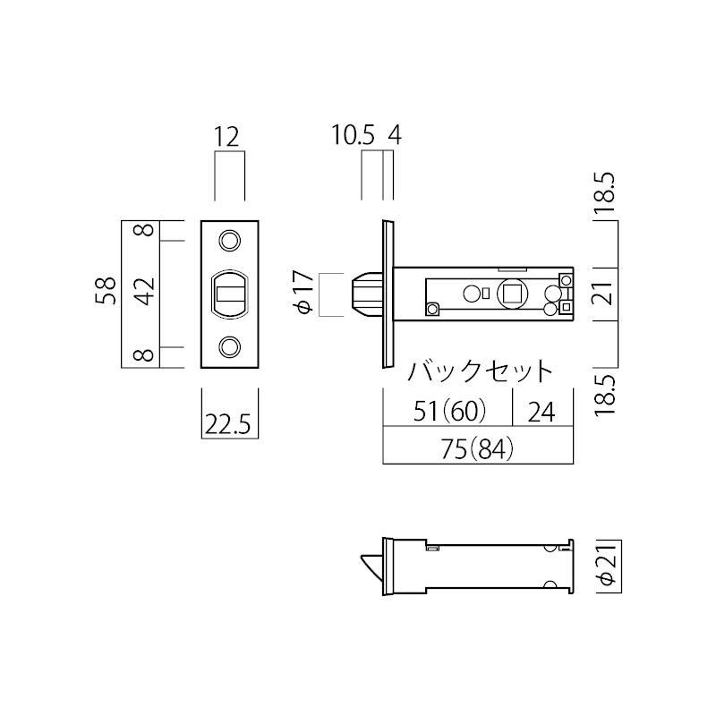 GMレバーハンドル 空錠 丸座 TXS-1K12 バックセット51mm or 60mm 扉厚30-36mm GT WB SB MU 長沢製作所｜e-komebiyori｜06