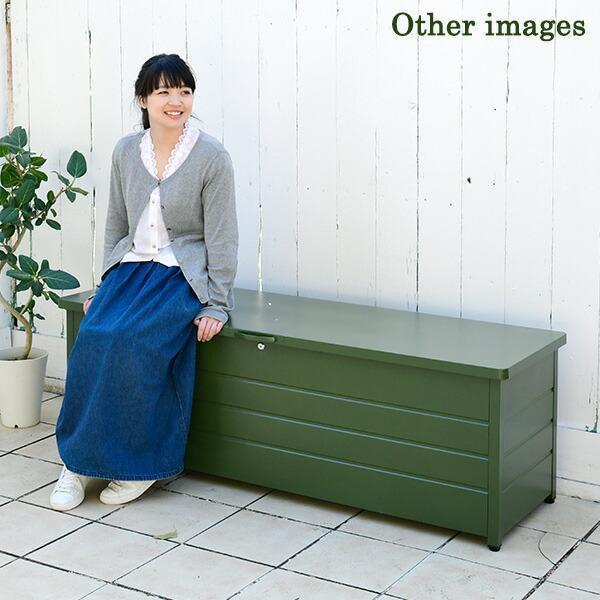 山善（YAMAZEN） ベンチストッカー 収納ボックス 屋外 収納 幅155cm 天