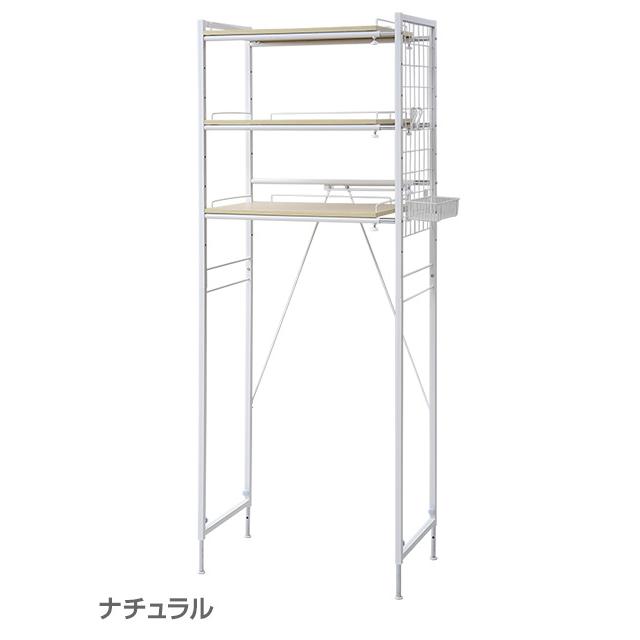 山善（YAMAZEN） 頑丈 伸縮 ランドリーラック 幅65.5-90.5cm 洗濯機上