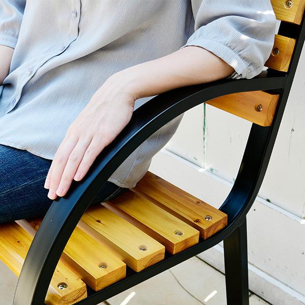 新品未使用箱不良　山善　ガーデンベンチ 天然木製 LC-D08C(NA/BK) LC-D08C(NA/BK) ガーデンベンチ YAMAZEN(山善) 本体幅1120mm奥行580mm