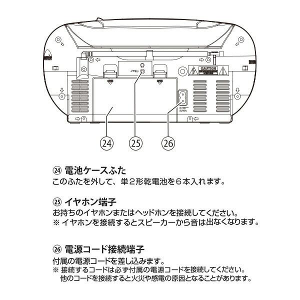 CDラジカセ CDプレーヤ FM/AMラジカセ カセット対応 説明書付き 山善 CDラジカセ (AM/FM・カセット・CD)AC100V/乾電池仕様 YCD