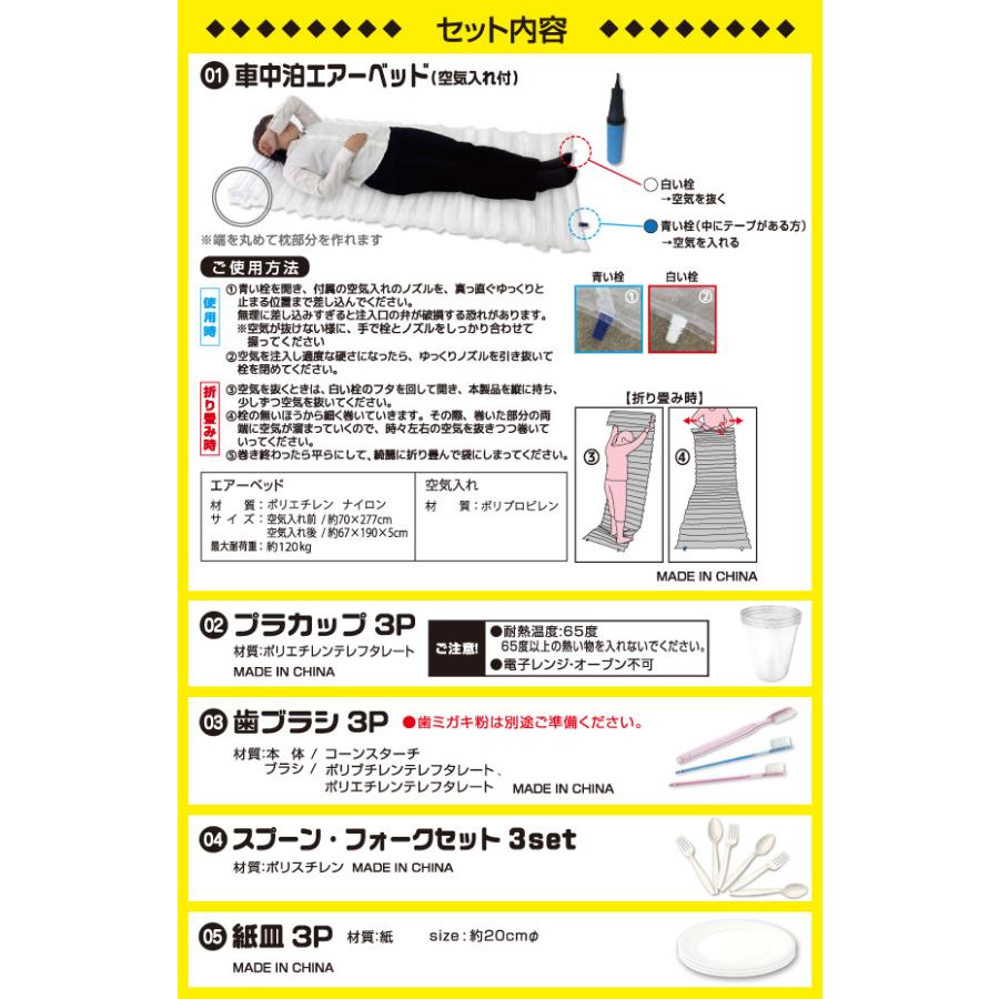 車中泊用防災バッグ　災害グッズ 車中泊用 防災バッグ25 防災セット 車中泊に役立つ25点 災害用