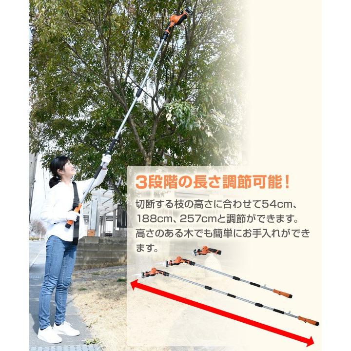 山善 高枝切り 剪定 ノコギリ 高枝ガーデンポールソー 10.8V 2.5