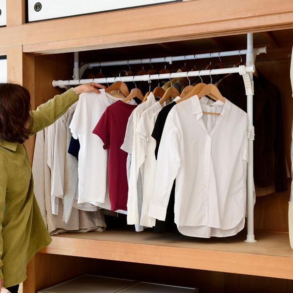 山善（YAMAZEN） 押入れ 突っ張り ハンガーラック ダブル 2本掛け 幅73