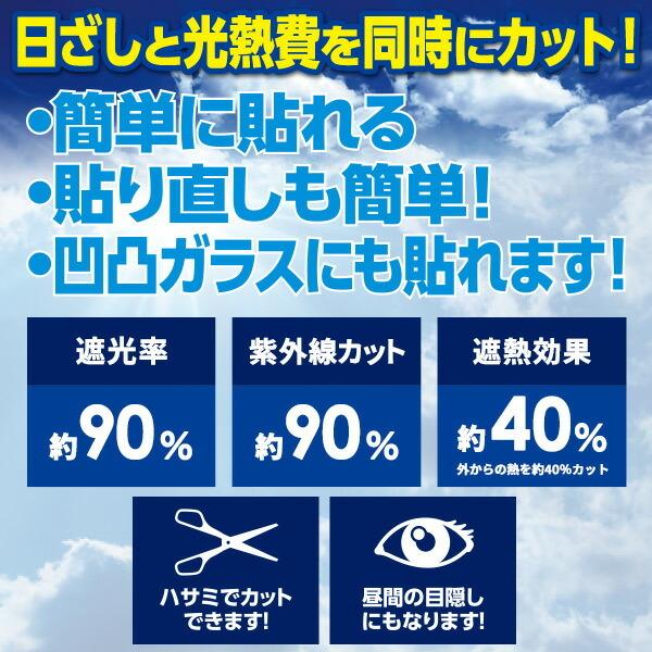 日よけシート 高遮光タイプ  エアコン代が節約できる 45×90cm 2枚組×2セット AMMS-9045S(MBK) マットブラック 窓 シェード 目隠しシート 遮熱シート 暑さ対策｜e-kurashi｜03