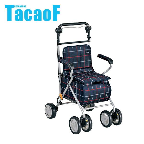 【美品】Tacaof シルバーカー チェック柄 折りたたみ式 Tacaof TacaoF(テイコブ) シルバーカー テイコブST07 ST07 シルバー