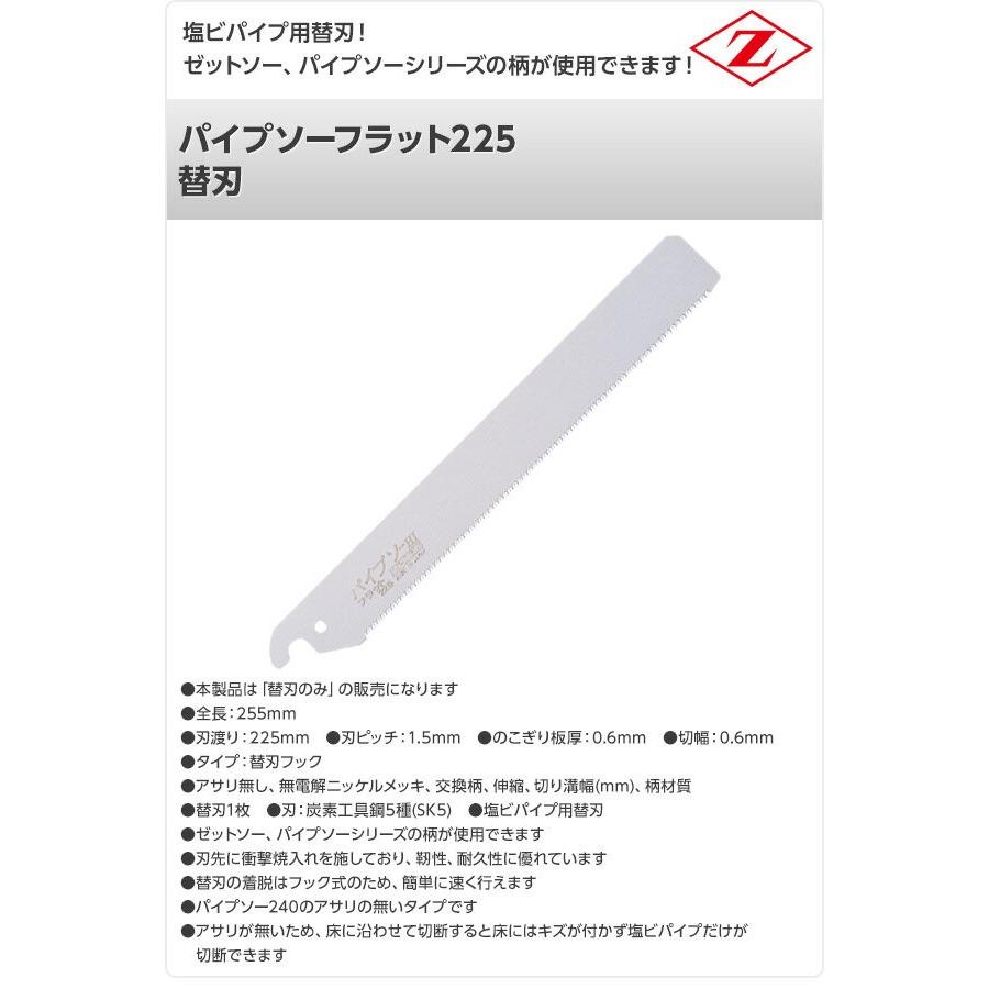 ゼット（ZETT） パイプソーフラット225 替刃 8049 プラスチック配管