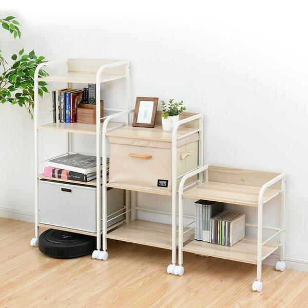 山善（YAMAZEN） 収納ラック キャスター付き 4段 ワゴン スリム 本棚