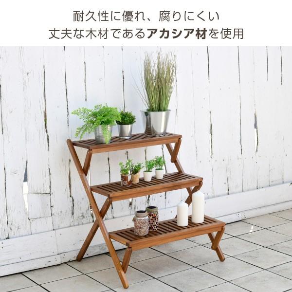 山善（YAMAZEN） ガーデンラック 屋外 3段 木製 おしゃれ MPS-3