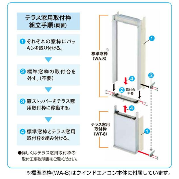 【テラス窓用取付枠セット】 エアコン ウインドエアコン 窓用エアコン 冷房専用タイプ 延長窓枠付(4-7畳) リモコン付き CW-16A3(WS)/WT-8 窓用エアコン｜e-kurashi｜13