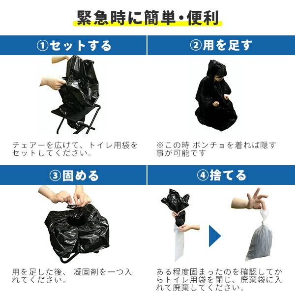 携帯トイレセット 防災グッズ(トイレチェア/凝固剤10個/トイレ用袋10枚