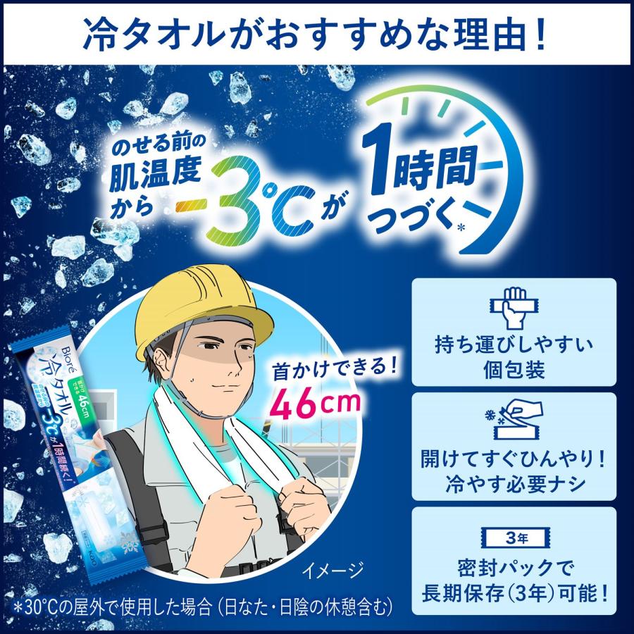 ビオレ 冷タオル 無香性 5本入×24パック(120本) 個包装 日本製 冷却 ひんやり 熱中症対策 暑さ対策 首かけ 厚手 持ち運び ウォーキング スポーツ観戦 花王_2