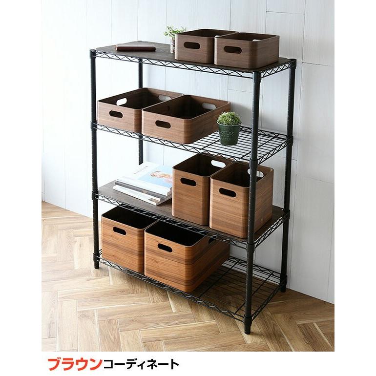 レア　木箱５個付小物収納棚＆ミニダストボックス（くず入れ付き）2個 山善（YAMAZEN） 収納ケース 収納ボックス 木箱 幅19 スリム