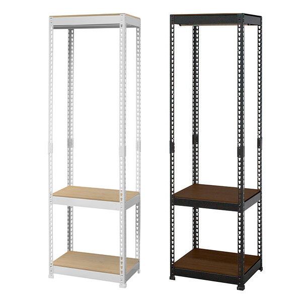 メタル＆ウッドラック ハンガーラック 棚付き 幅51 奥行41 棚3段 MK