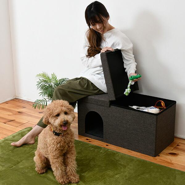 山善（YAMAZEN） ペットハウス 収納スツール キャットハウス＆スツール
