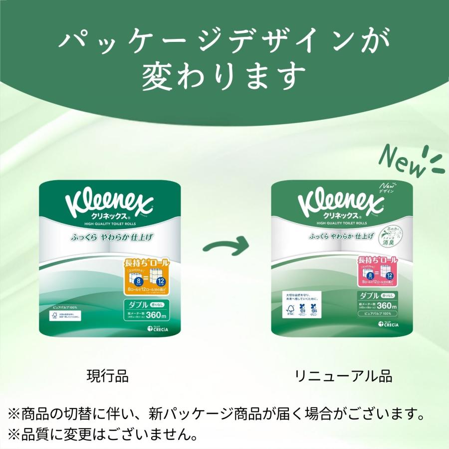 クリネックス トイレットペーパー 長持ちロール シングル/ダブル 8