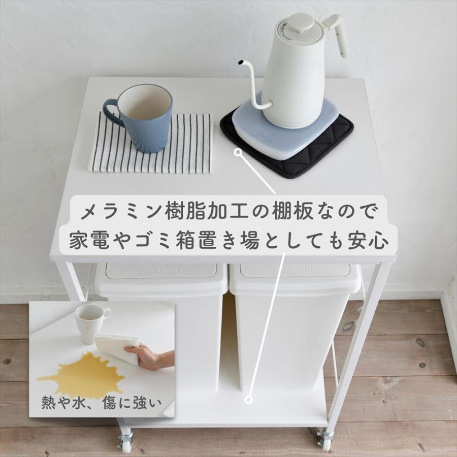 山善（YAMAZEN） ゴミ箱上 キッチンワゴン キャスター付き 2分別用 幅