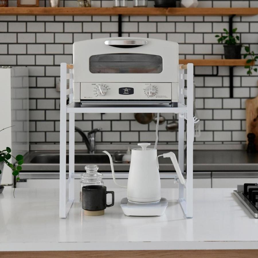 山善（YAMAZEN） レンジ上ラック 幅44-71 奥行35.5 高さ51cm 幅伸縮