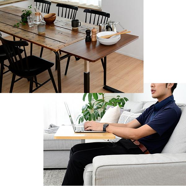 山善 ガス圧 昇降式テーブル パソコンデスク キャスター付き KUT