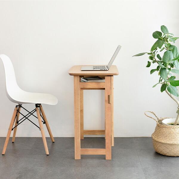 山善 YAMAZEN 天然木 棚付 折りたたみ デスク SPDT-704H 山善 折りたたみテーブル 天然木 棚付き 完成品 幅70 奥行41 高さ70