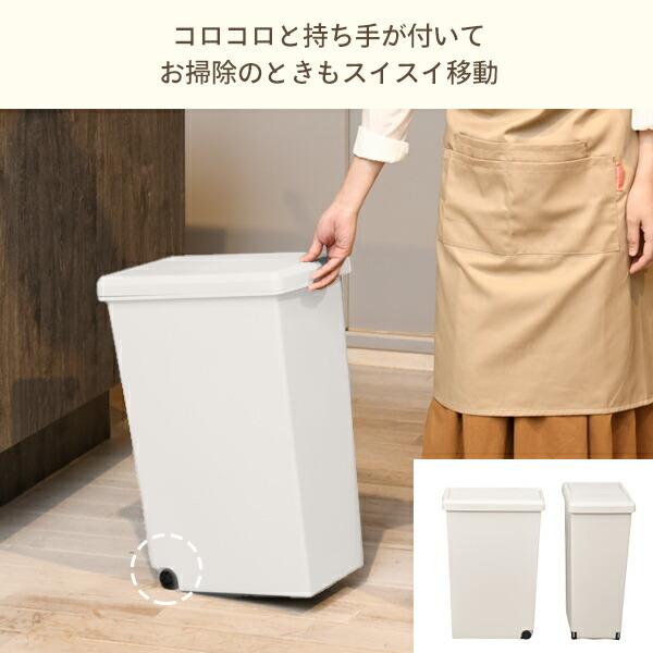 2個組 ゴミ箱 30L ふた付き ホワイト ブラック スライドペール 2個