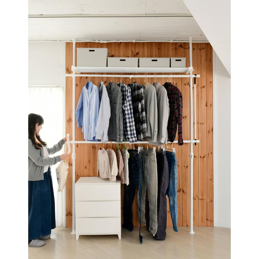 山善 追加棚 幅97-152 奥行32 cm 突っ張りハンガーラック用 WJ