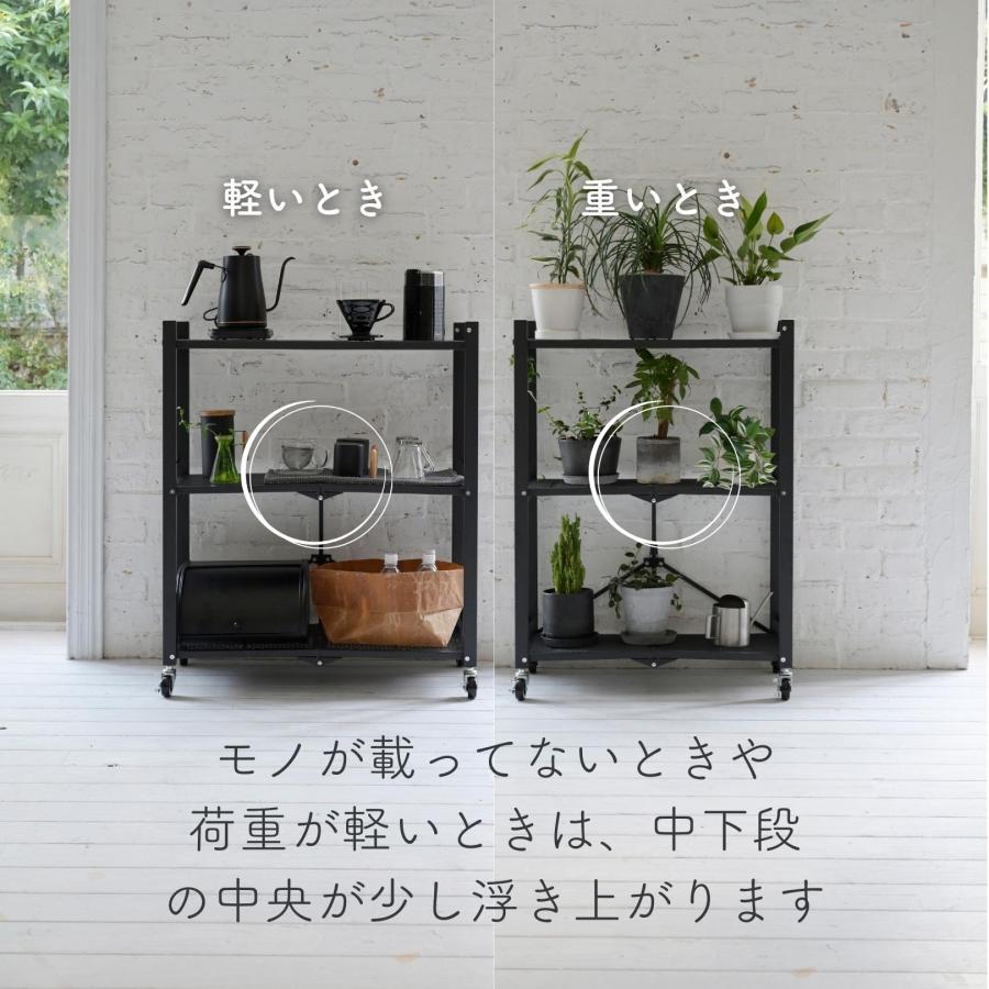 山善 折りたたみラック キャスター付き 3段 幅71.5 奥行37 高さ 山善 折りたたみラック キャスター付き 3段 幅71.5 奥行37 高さ