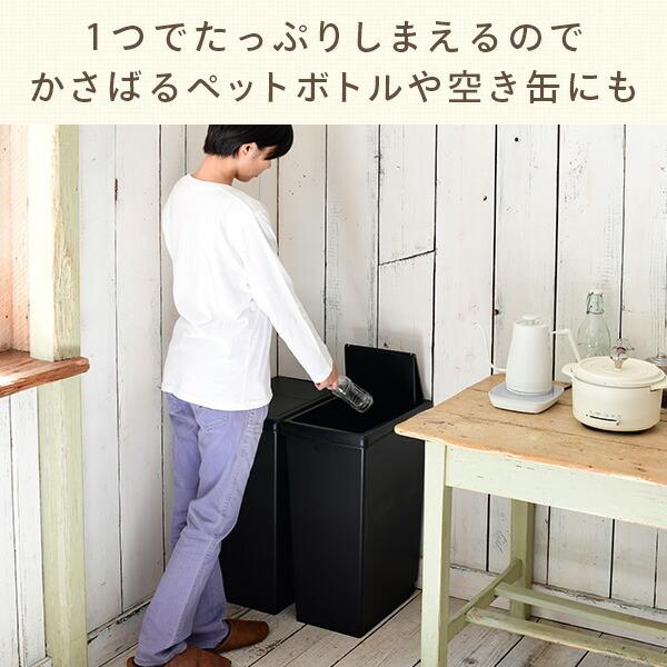 平和工業 ゴミ箱 45L ふた付き ホワイト/ブラック スライド