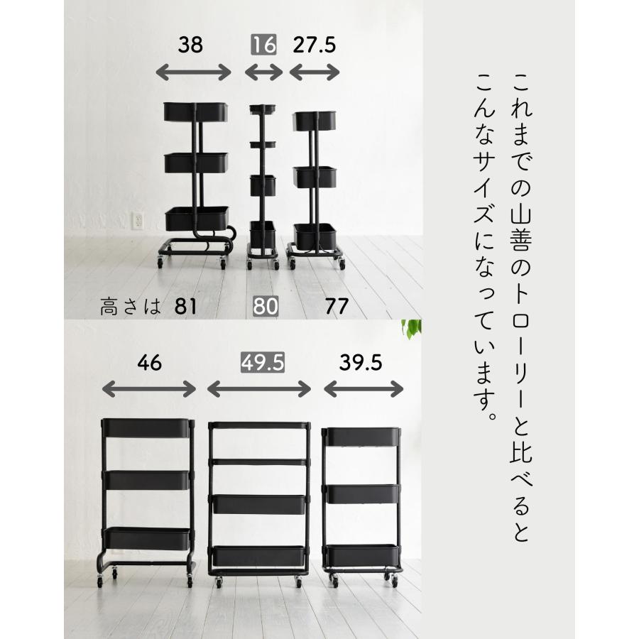 隙間トローリー すき間トローリー ワゴン キッチンワゴン キャスター付き スリム LSST-4 幅16 奥行49.5 高さ80 cm 高さを変えられる ワゴン収納 すきま 隙間｜e-kurashi｜18
